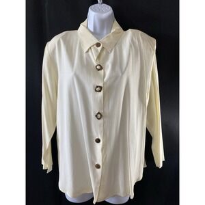 Vintage Pandora Casuals Womens Victorian Button Up Shirt Size Large Royalcore